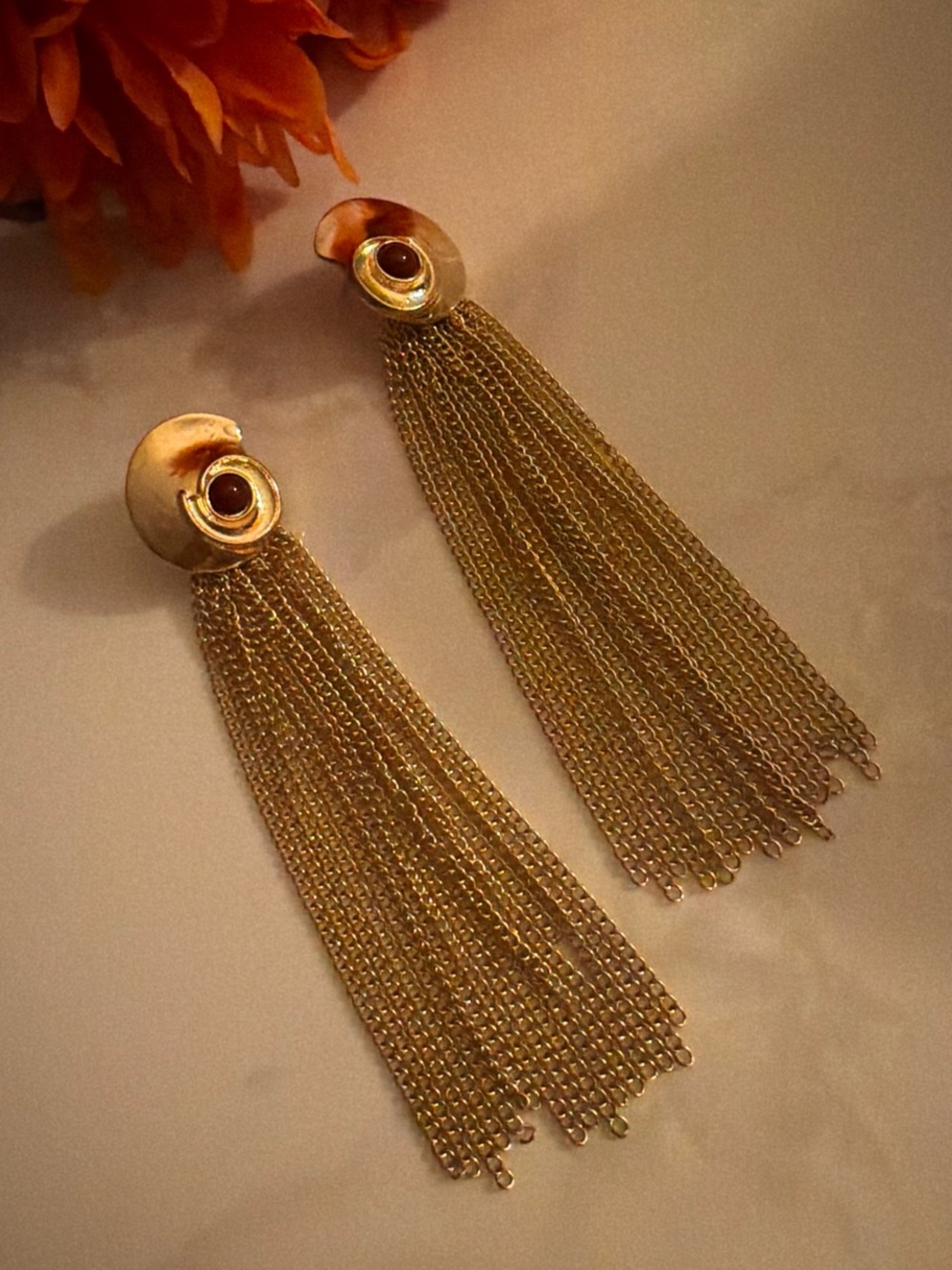 Gold Chain Tassel Drop Earrings for Women